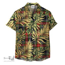 ScotsTee Shop Scottish Stewart Black 01 Clan Tartan Vintage Leaves Hawaiian Shirt