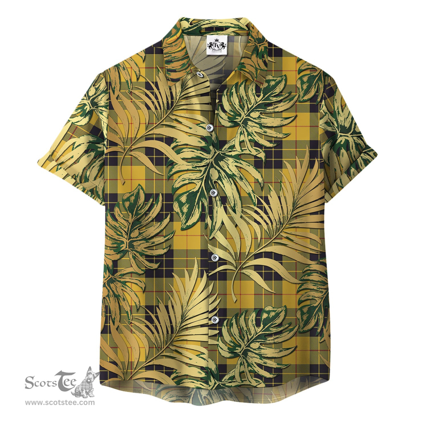 ScotsTee Shop Scottish MacLeod of Lewis Ancient Clan Tartan Vintage Leaves Hawaiian Shirt