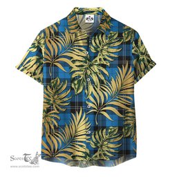 ScotsTee Shop Scottish Ramsay Blue Ancient Clan Tartan Vintage Leaves Hawaiian Shirt
