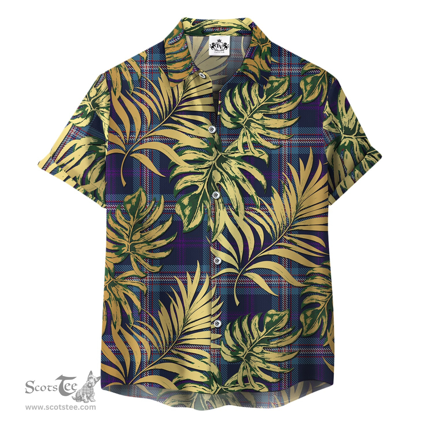 ScotsTee Shop Scottish Nevoy Clan Tartan Vintage Leaves Hawaiian Shirt