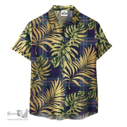 ScotsTee Shop Scottish Nevoy Clan Tartan Vintage Leaves Hawaiian Shirt