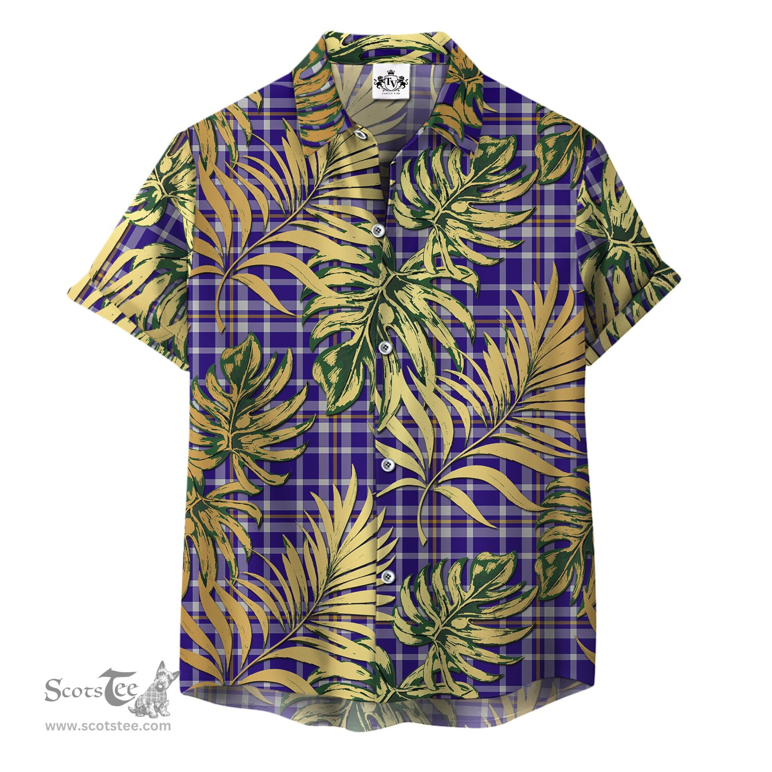 ScotsTee Shop Scottish Ochterlony Clan Tartan Vintage Leaves Hawaiian Shirt
