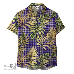 ScotsTee Shop Scottish Ochterlony Clan Tartan Vintage Leaves Hawaiian Shirt