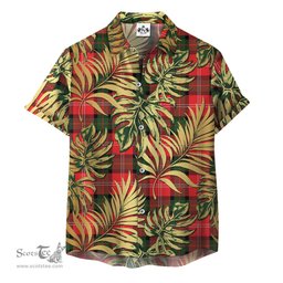 ScotsTee Shop Scottish Nesbitt Modern Clan Tartan Vintage Leaves Hawaiian Shirt