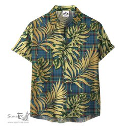 ScotsTee Shop Scottish Ralston Clan Tartan Vintage Leaves Hawaiian Shirt