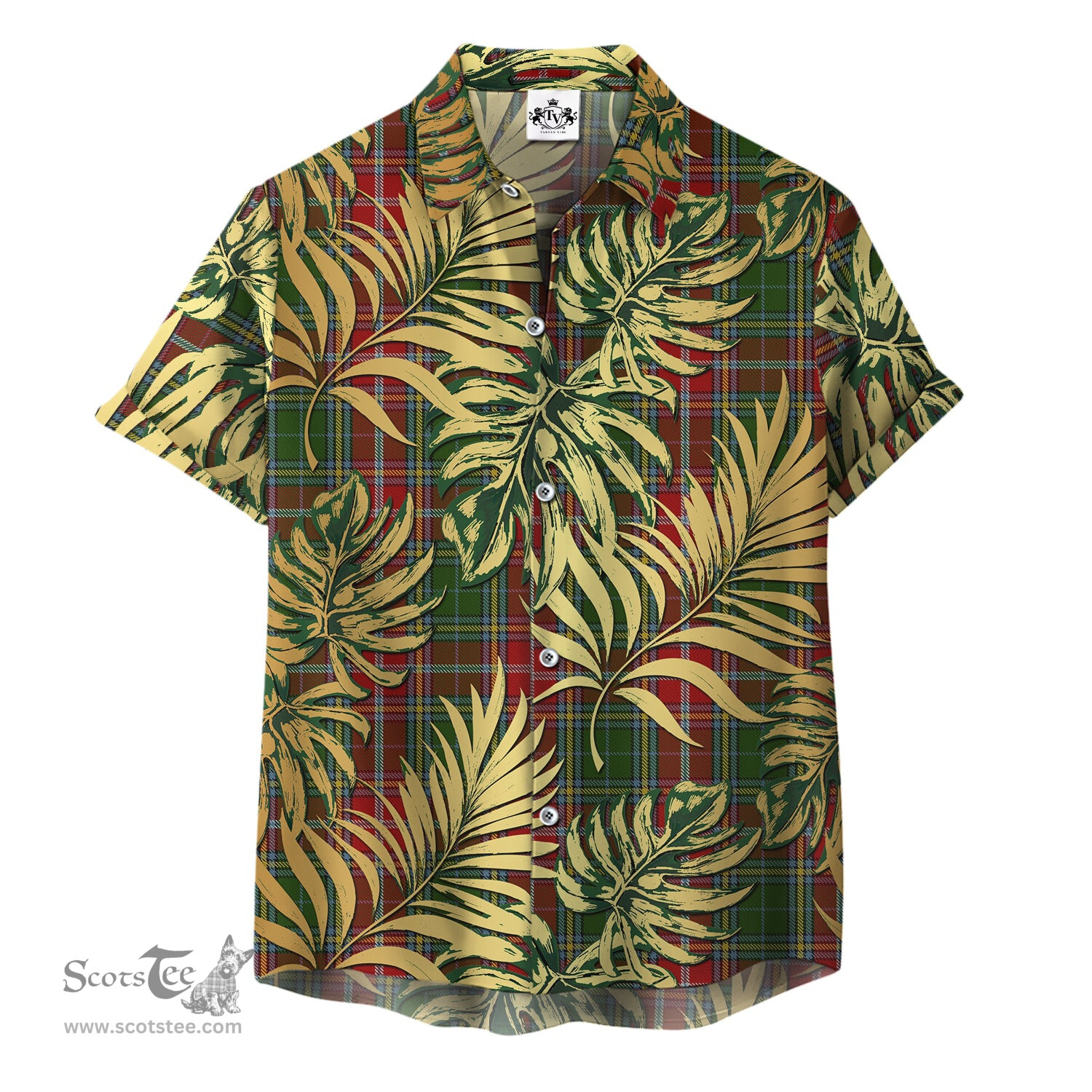 ScotsTee Shop Scottish MacWhirter Clan Tartan Vintage Leaves Hawaiian Shirt