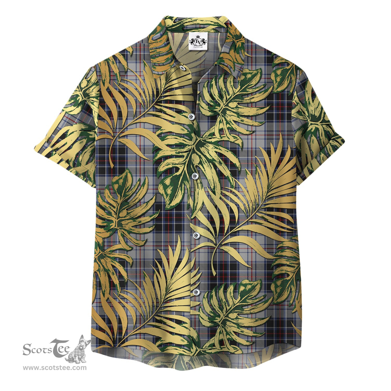 ScotsTee Shop Scottish MacRae Dress 02 Clan Tartan Vintage Leaves Hawaiian Shirt