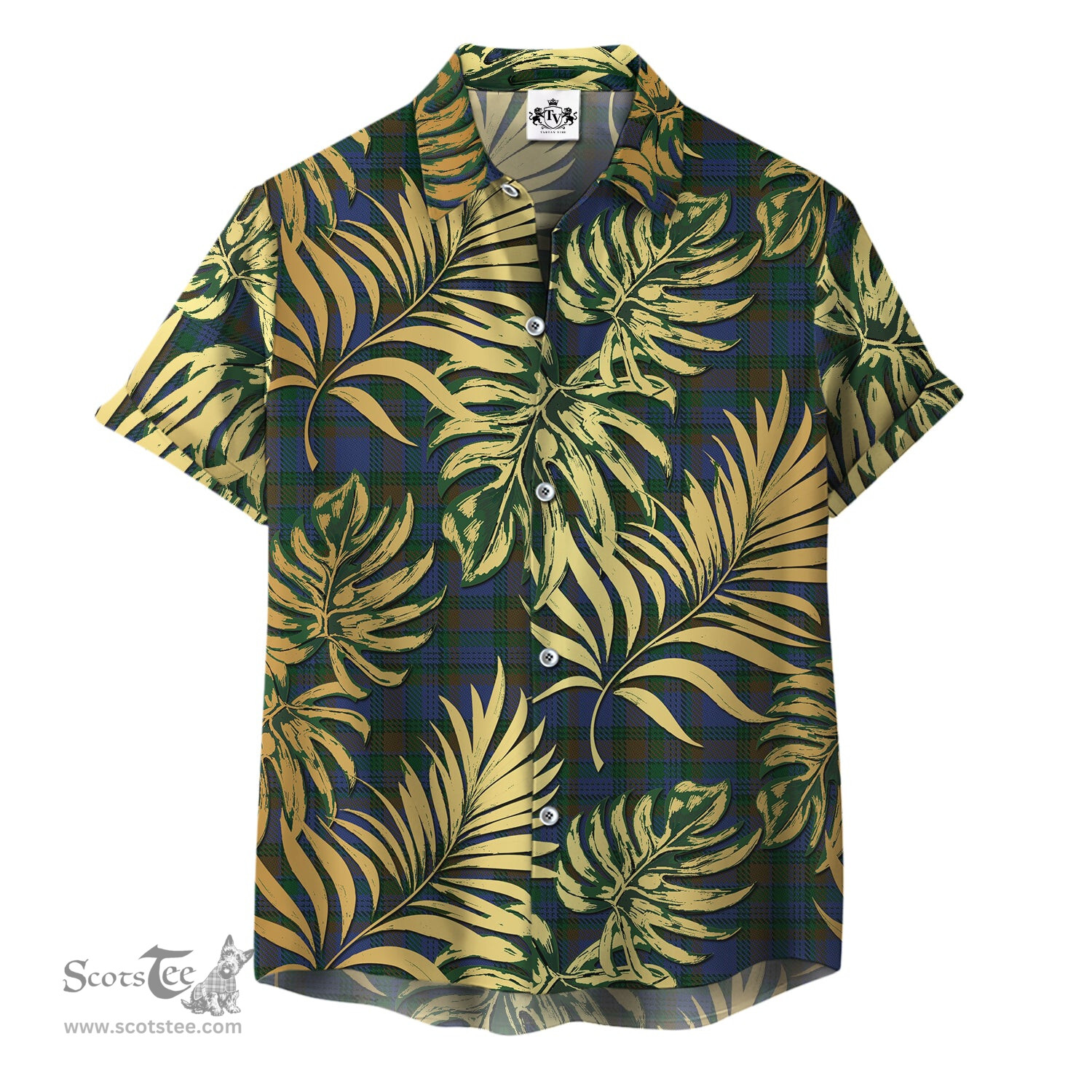 ScotsTee Shop Scottish Nova Scotia District Clan Tartan Vintage Leaves Hawaiian Shirt