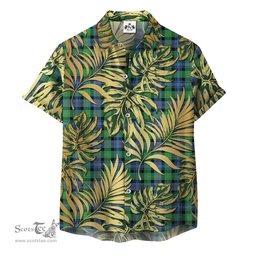 ScotsTee Shop Scottish Murray of Atholl Ancient Clan Tartan Vintage Leaves Hawaiian Shirt