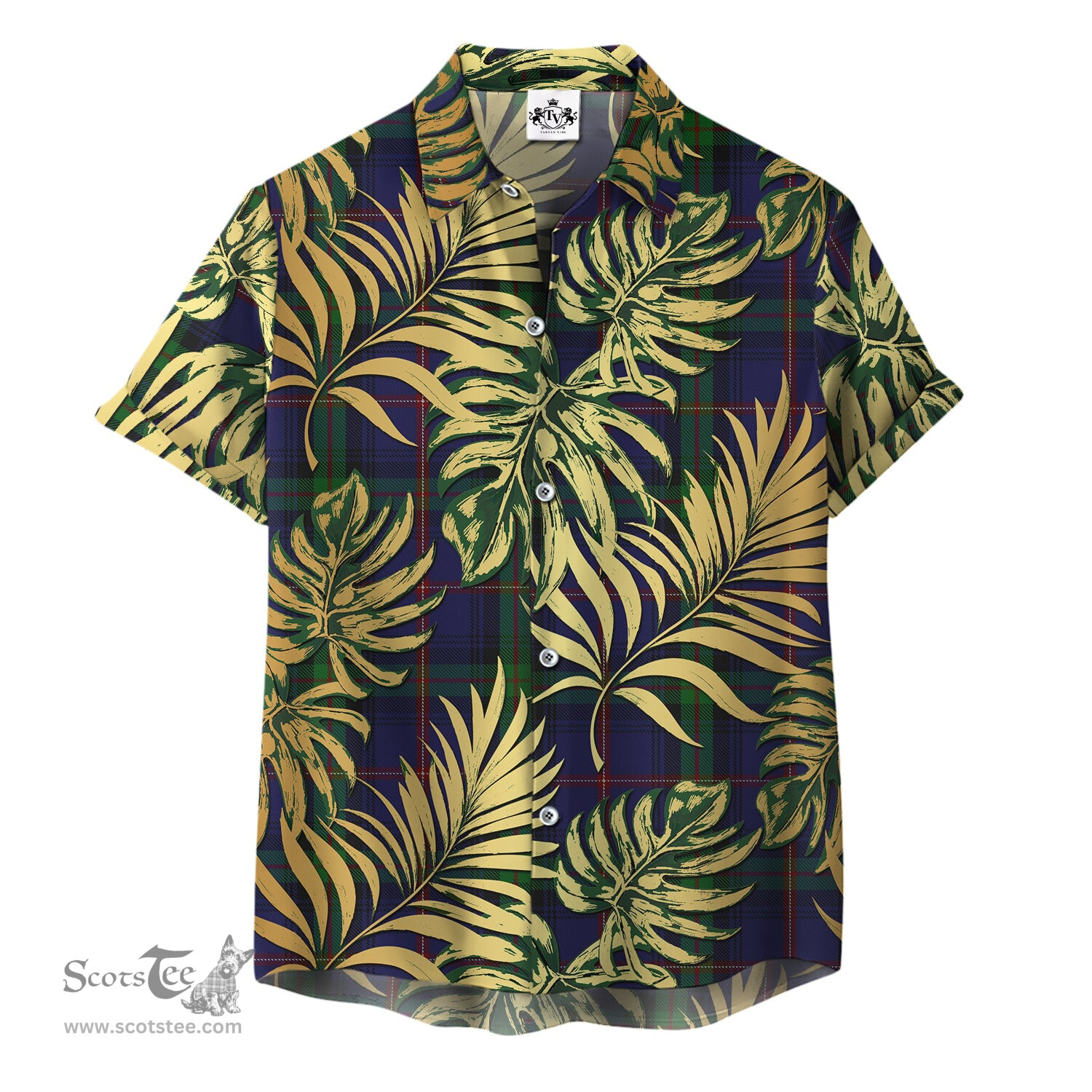 ScotsTee Shop Scottish McClafferty Clan Tartan Vintage Leaves Hawaiian Shirt