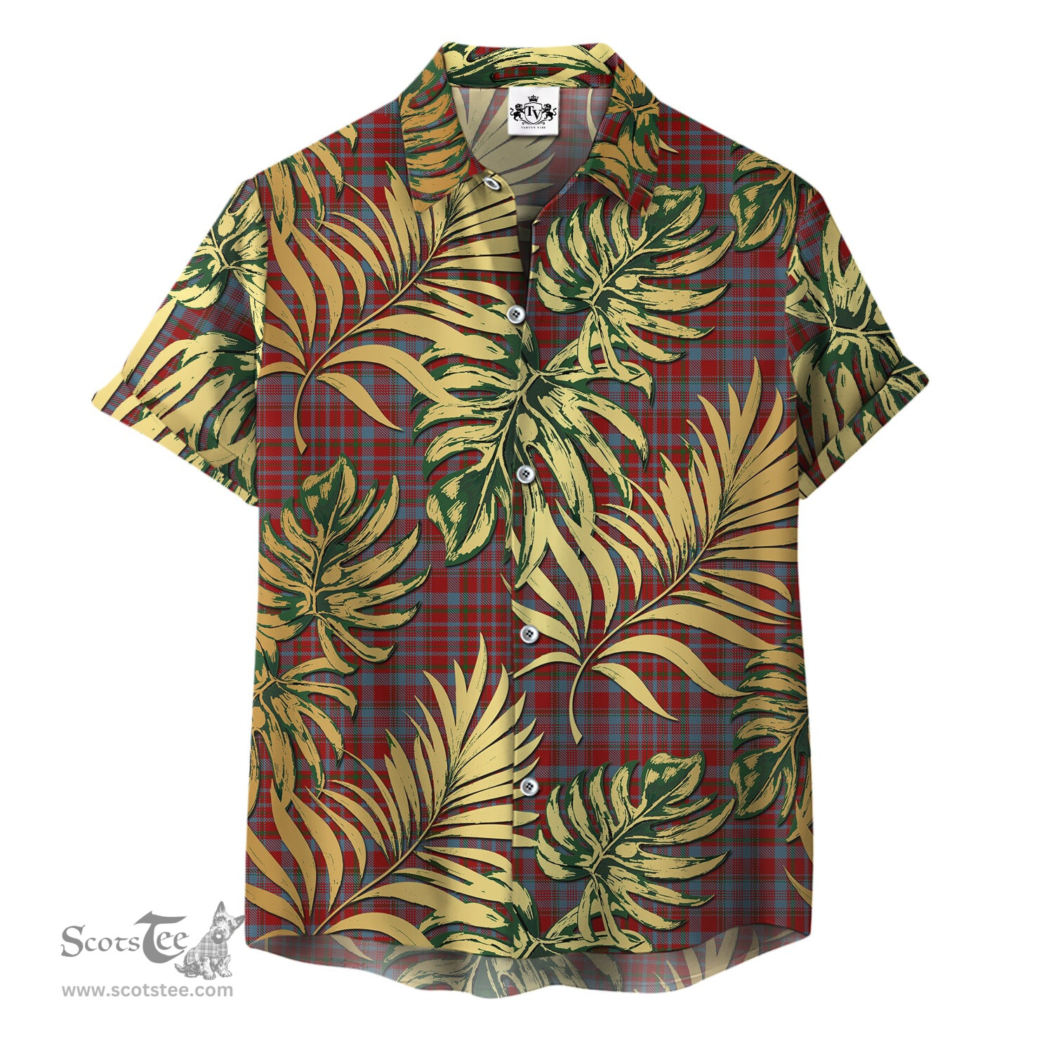 ScotsTee Shop Scottish Murray of Polmaise Clan Tartan Vintage Leaves Hawaiian Shirt
