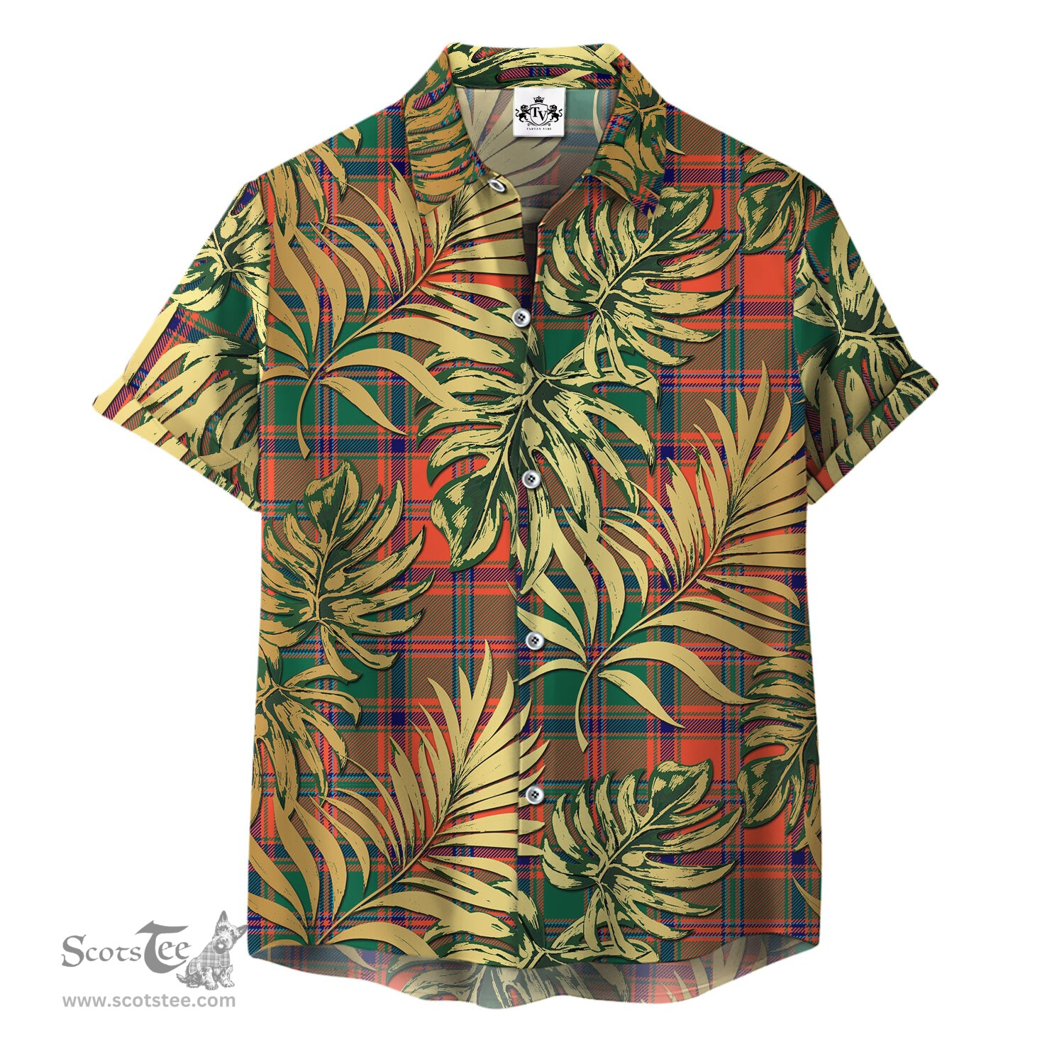 ScotsTee Shop Scottish Stewart of Appin Ancient Clan Tartan Vintage Leaves Hawaiian Shirt
