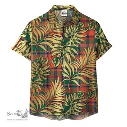 ScotsTee Shop Scottish Stewart of Appin Ancient Clan Tartan Vintage Leaves Hawaiian Shirt