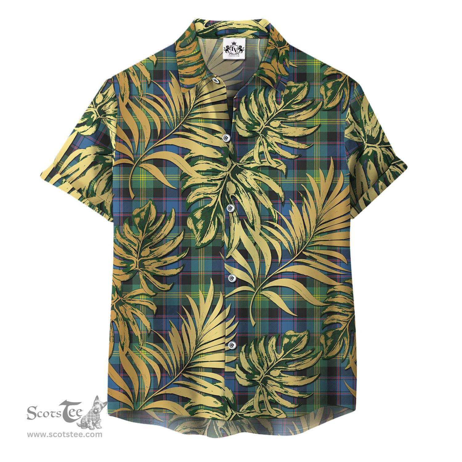 ScotsTee Shop Scottish Watson Ancient Clan Tartan Vintage Leaves Hawaiian Shirt