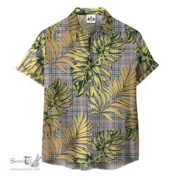 ScotsTee Shop Scottish Shaw Dress Clan Tartan Vintage Leaves Hawaiian Shirt
