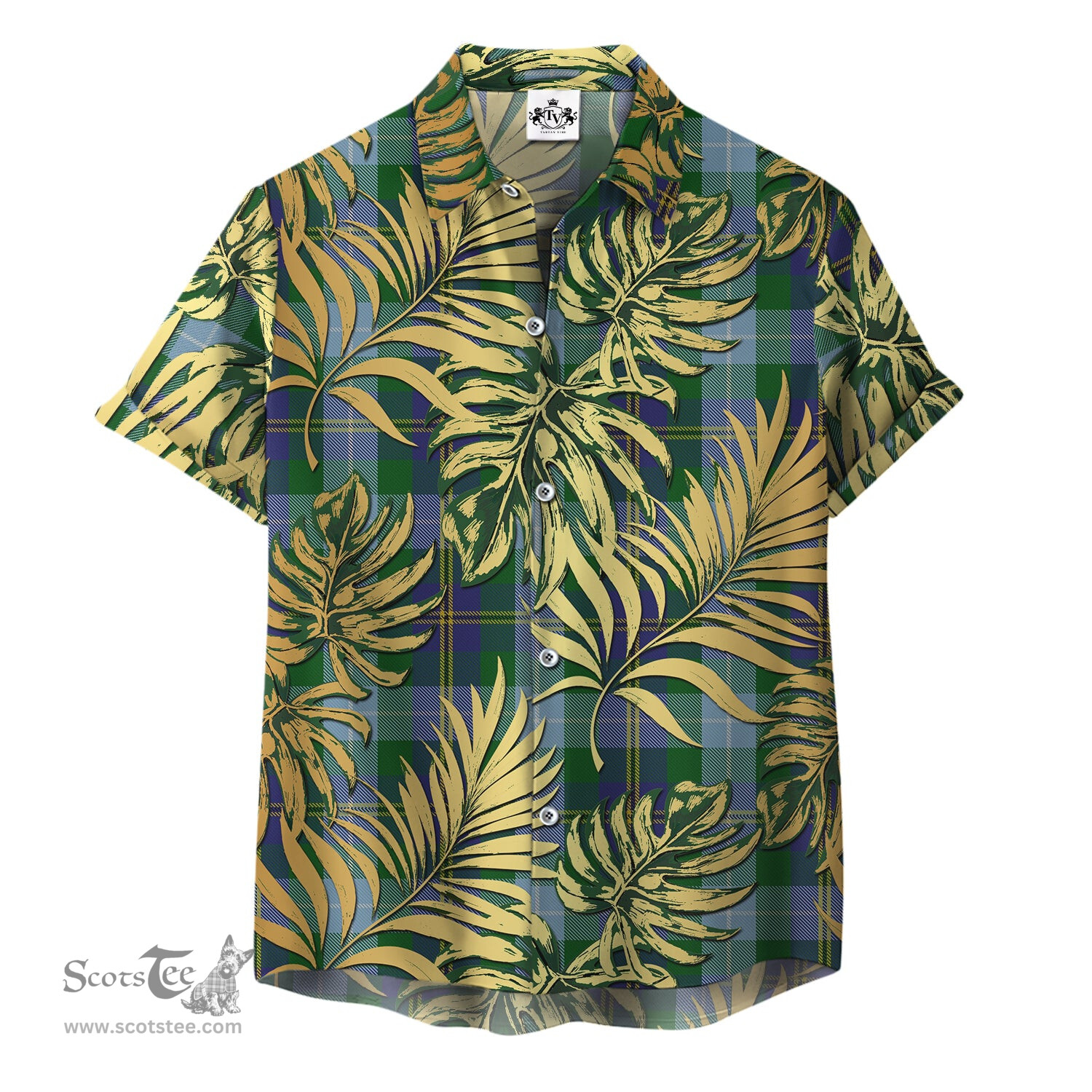 ScotsTee Shop Scottish Porteous Clan Tartan Vintage Leaves Hawaiian Shirt