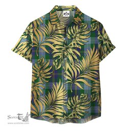 ScotsTee Shop Scottish Porteous Clan Tartan Vintage Leaves Hawaiian Shirt