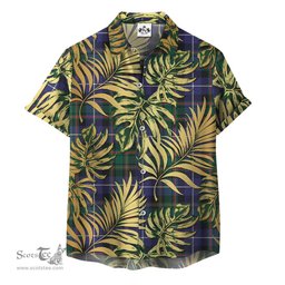 ScotsTee Shop Scottish MacRae Hunting Modern Clan Tartan Vintage Leaves Hawaiian Shirt