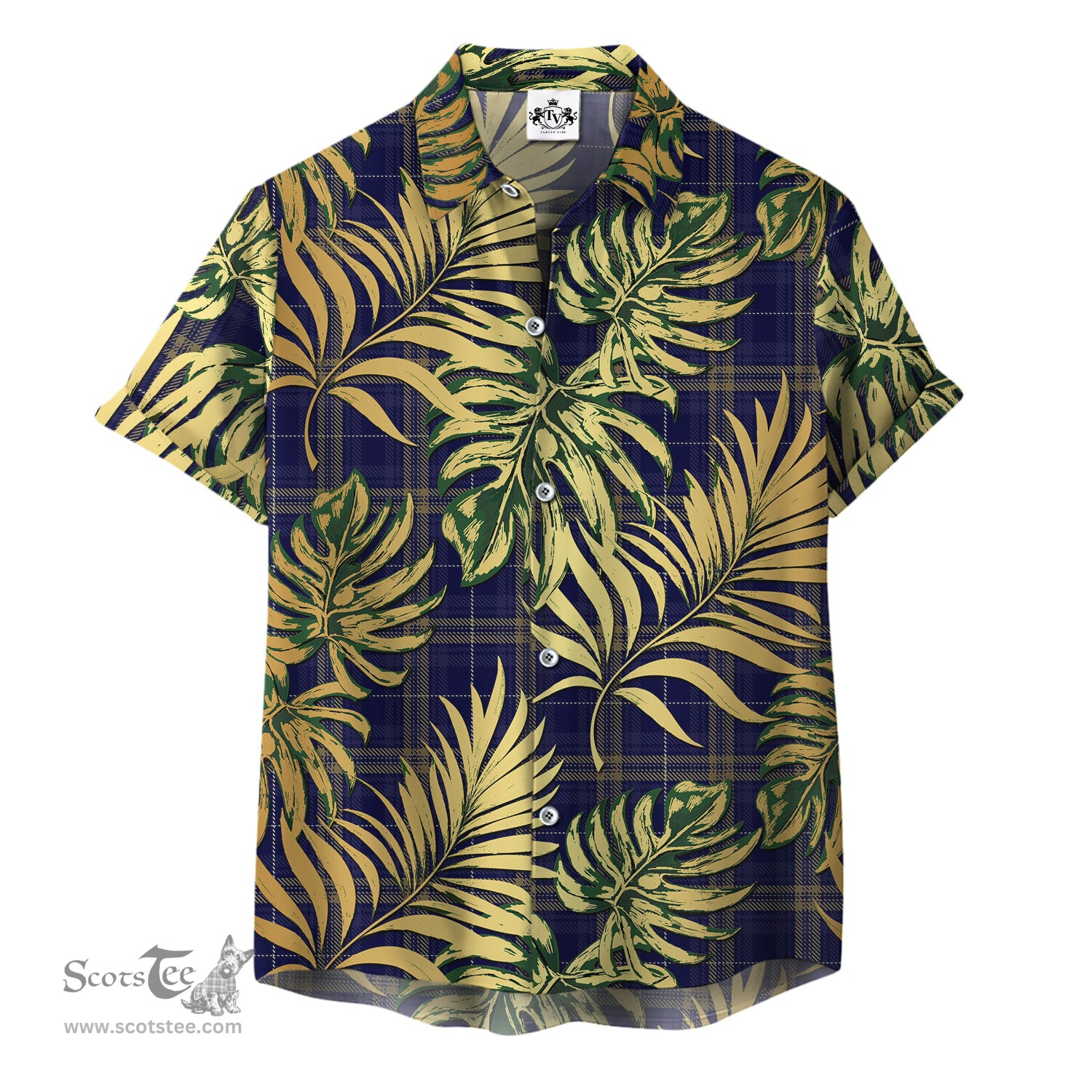 ScotsTee Shop Scottish Rhys of Wales Clan Tartan Vintage Leaves Hawaiian Shirt