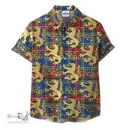 ScotsTee Shop Scottish Bethune Clan Tartan Lion Rampant Hawaiian Shirt