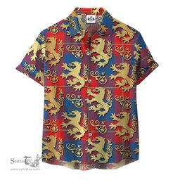 ScotsTee Shop Scottish Blane Clan Tartan Lion Rampant Hawaiian Shirt