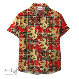 ScotsTee Shop Scottish Binning Clan Tartan Lion Rampant Hawaiian Shirt