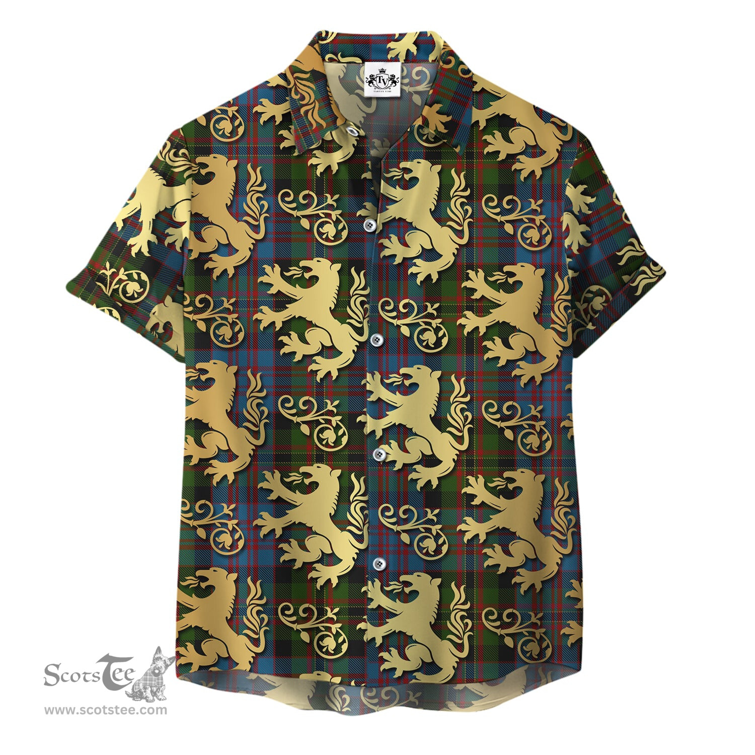 ScotsTee Shop Scottish Bowie Black Clan Tartan Lion Rampant Hawaiian Shirt