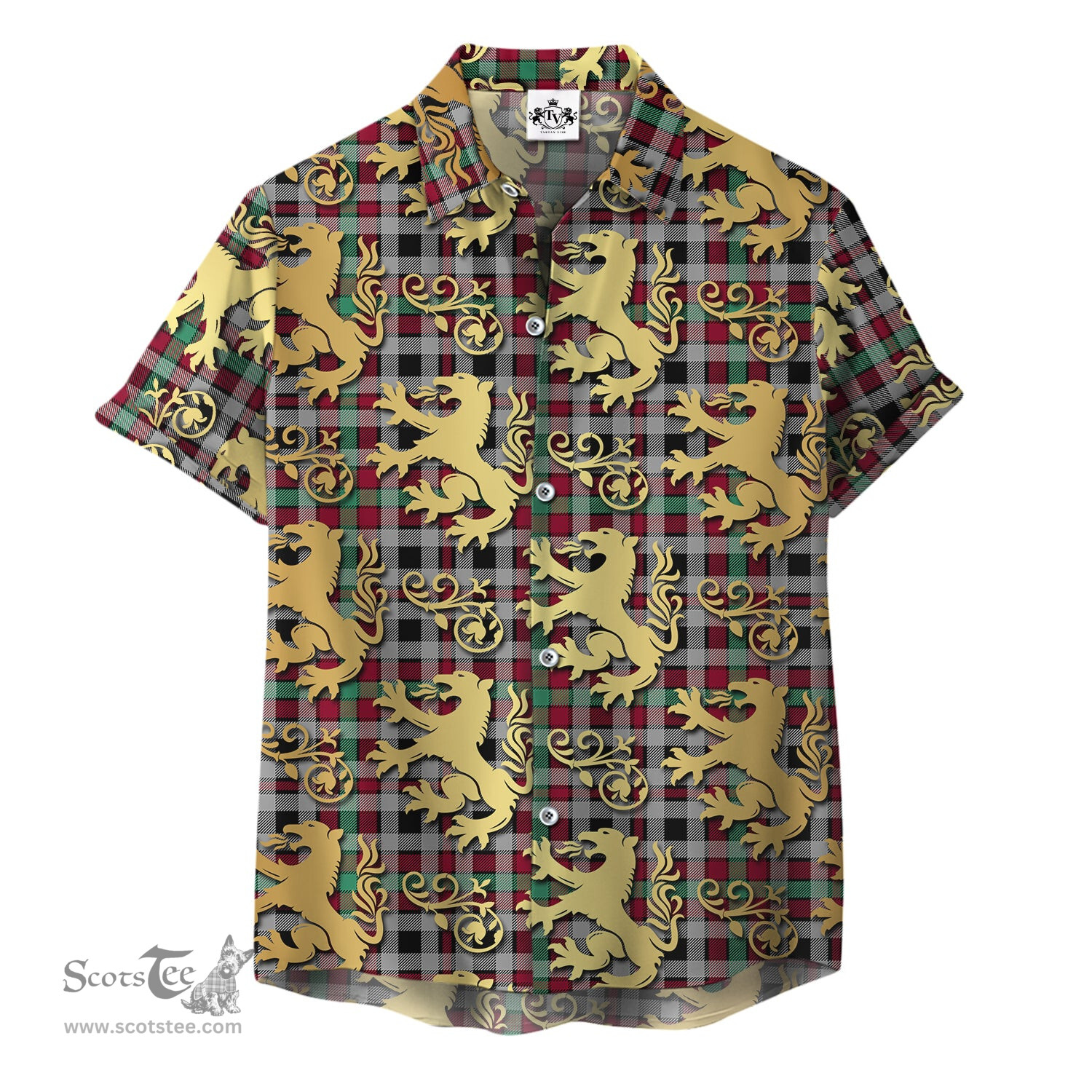ScotsTee Shop Scottish Borthwick Ancient Clan Tartan Lion Rampant Hawaiian Shirt
