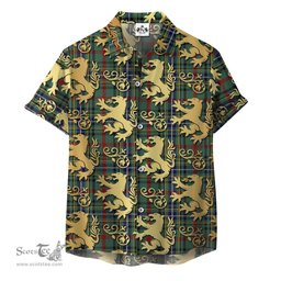 ScotsTee Shop Scottish Bisset Clan Tartan Lion Rampant Hawaiian Shirt