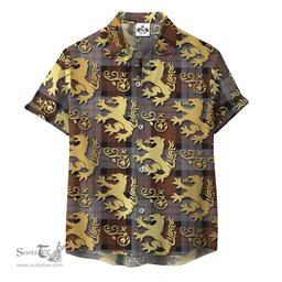 ScotsTee Shop Scottish Cameron of Erracht Weathered Clan Tartan Lion Rampant Hawaiian Shirt