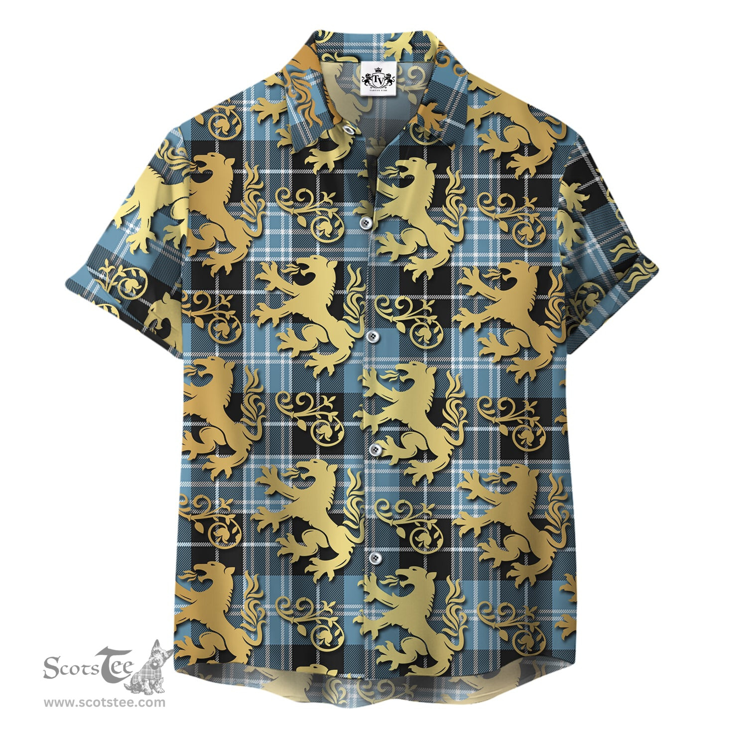 ScotsTee Shop Scottish Clark Ancient Clan Tartan Lion Rampant Hawaiian Shirt