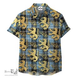 ScotsTee Shop Scottish Clark Ancient Clan Tartan Lion Rampant Hawaiian Shirt