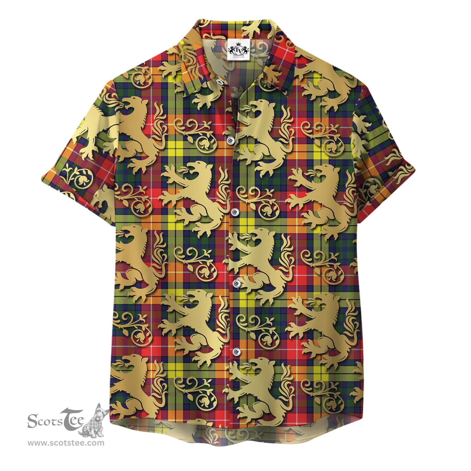 ScotsTee Shop Scottish Buchanan Modern Clan Tartan Lion Rampant Hawaiian Shirt