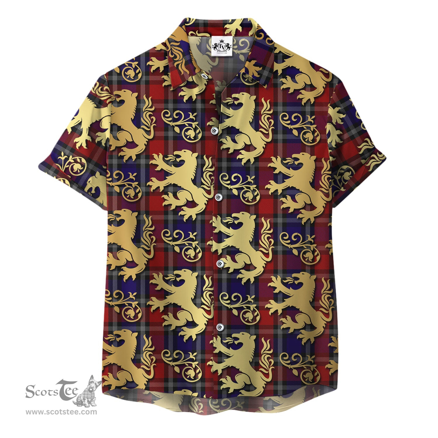 ScotsTee Shop Scottish Clark Red Clan Tartan Lion Rampant Hawaiian Shirt