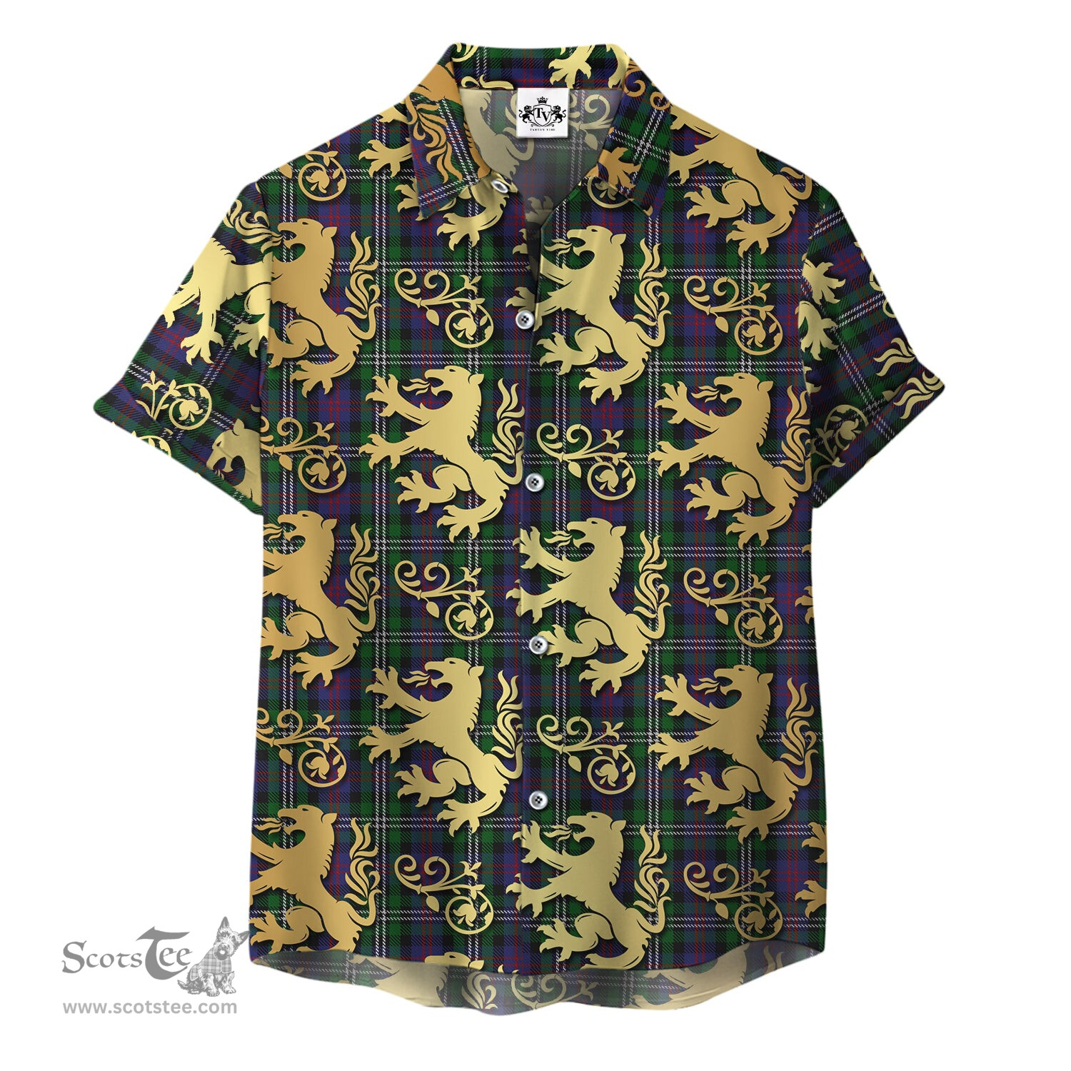 ScotsTee Shop Scottish Davidson Double Clan Tartan Lion Rampant Hawaiian Shirt