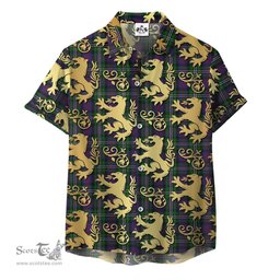 ScotsTee Shop Scottish Davidson Double Clan Tartan Lion Rampant Hawaiian Shirt