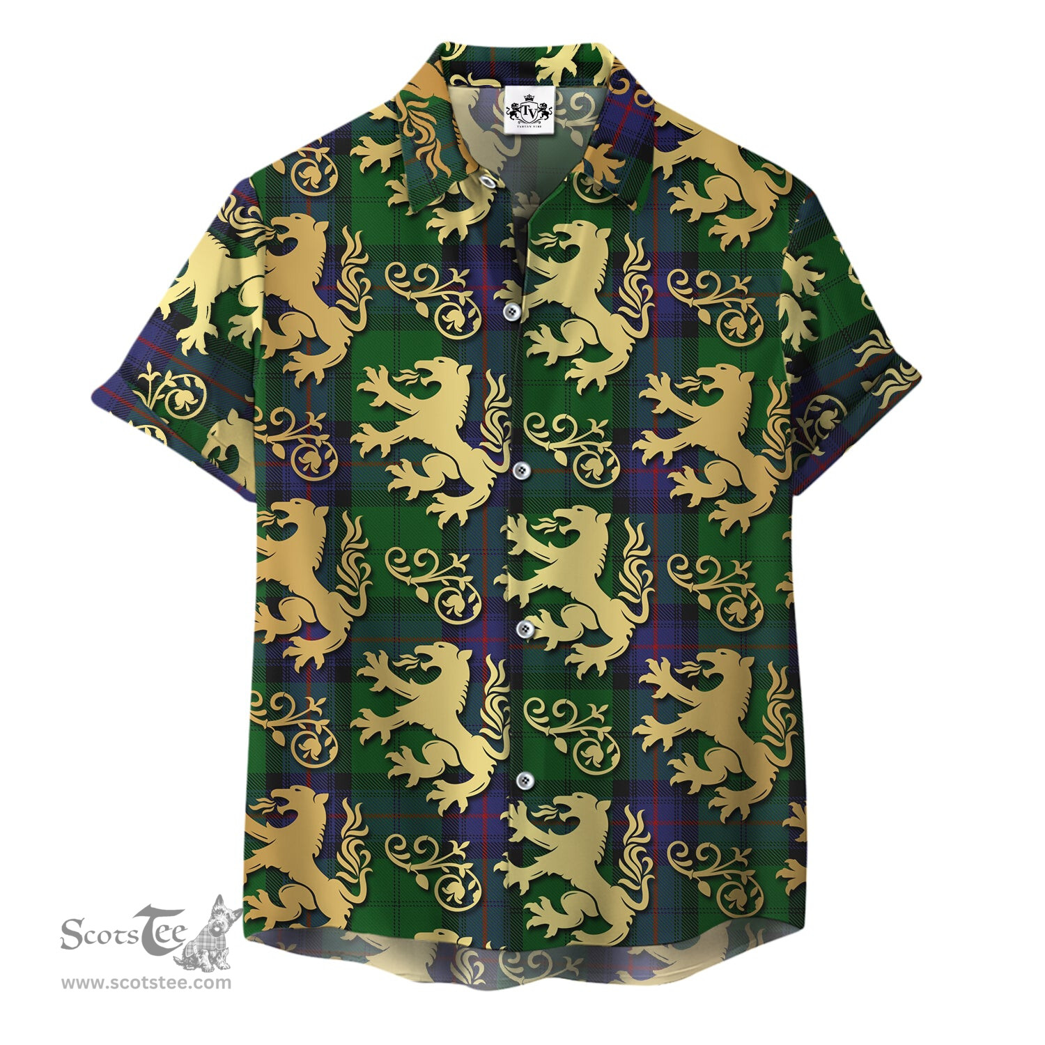 ScotsTee Shop Scottish Armstrong Clan Tartan Lion Rampant Hawaiian Shirt