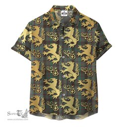 ScotsTee Shop Scottish Cochrane Hunting Clan Tartan Lion Rampant Hawaiian Shirt