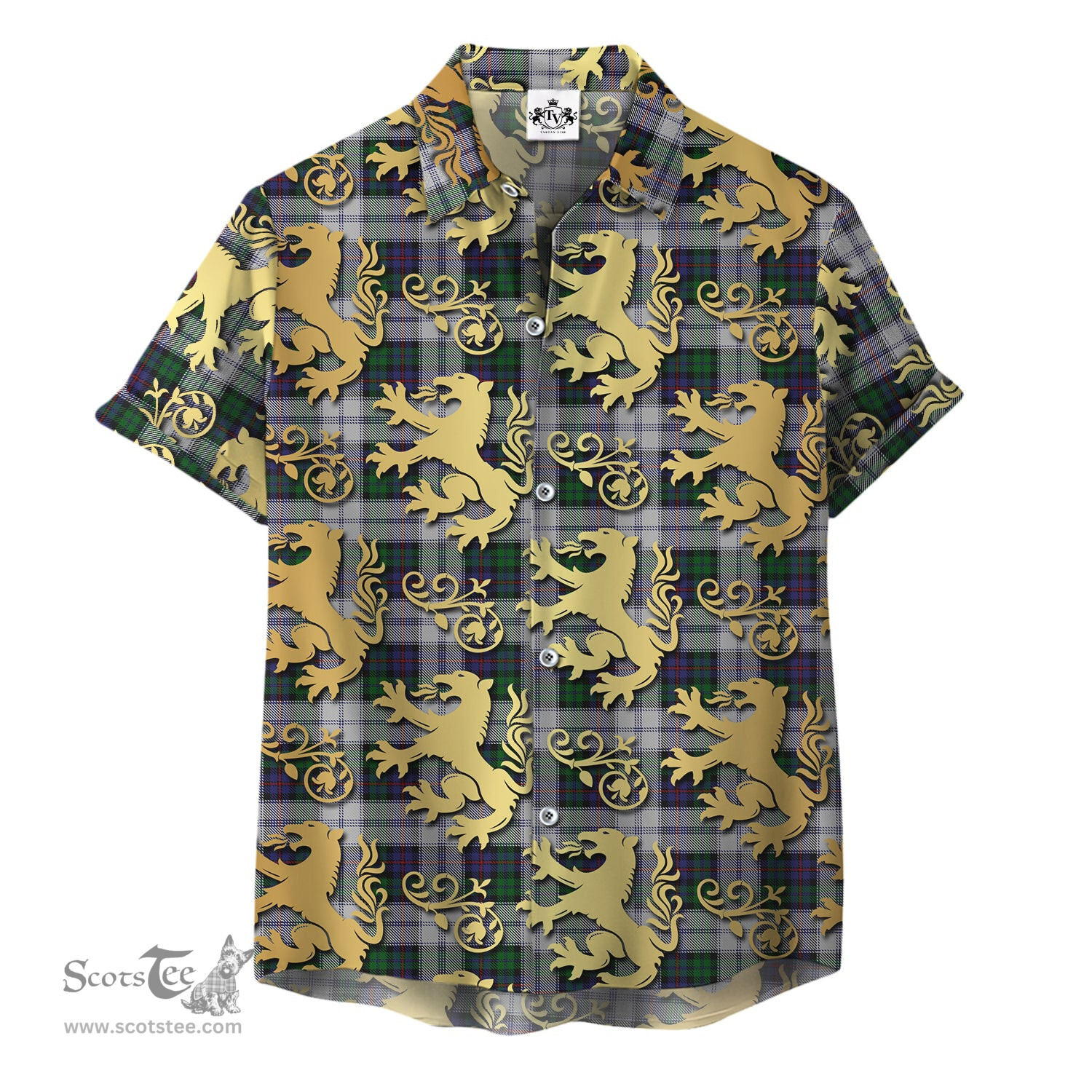 ScotsTee Shop Scottish Campbell of Cawdor Dress Clan Tartan Lion Rampant Hawaiian Shirt