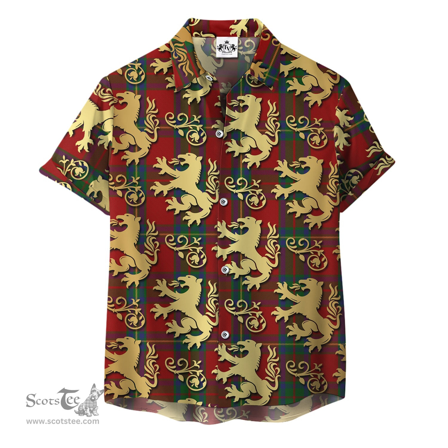 ScotsTee Shop Scottish Cruikshank Clan Tartan Lion Rampant Hawaiian Shirt