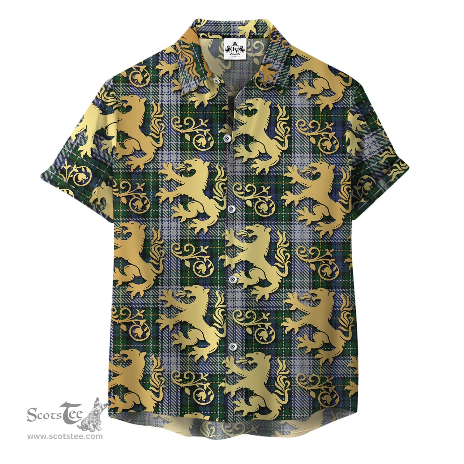 ScotsTee Shop Scottish Campbell of Lochnell Dress Clan Tartan Lion Rampant Hawaiian Shirt