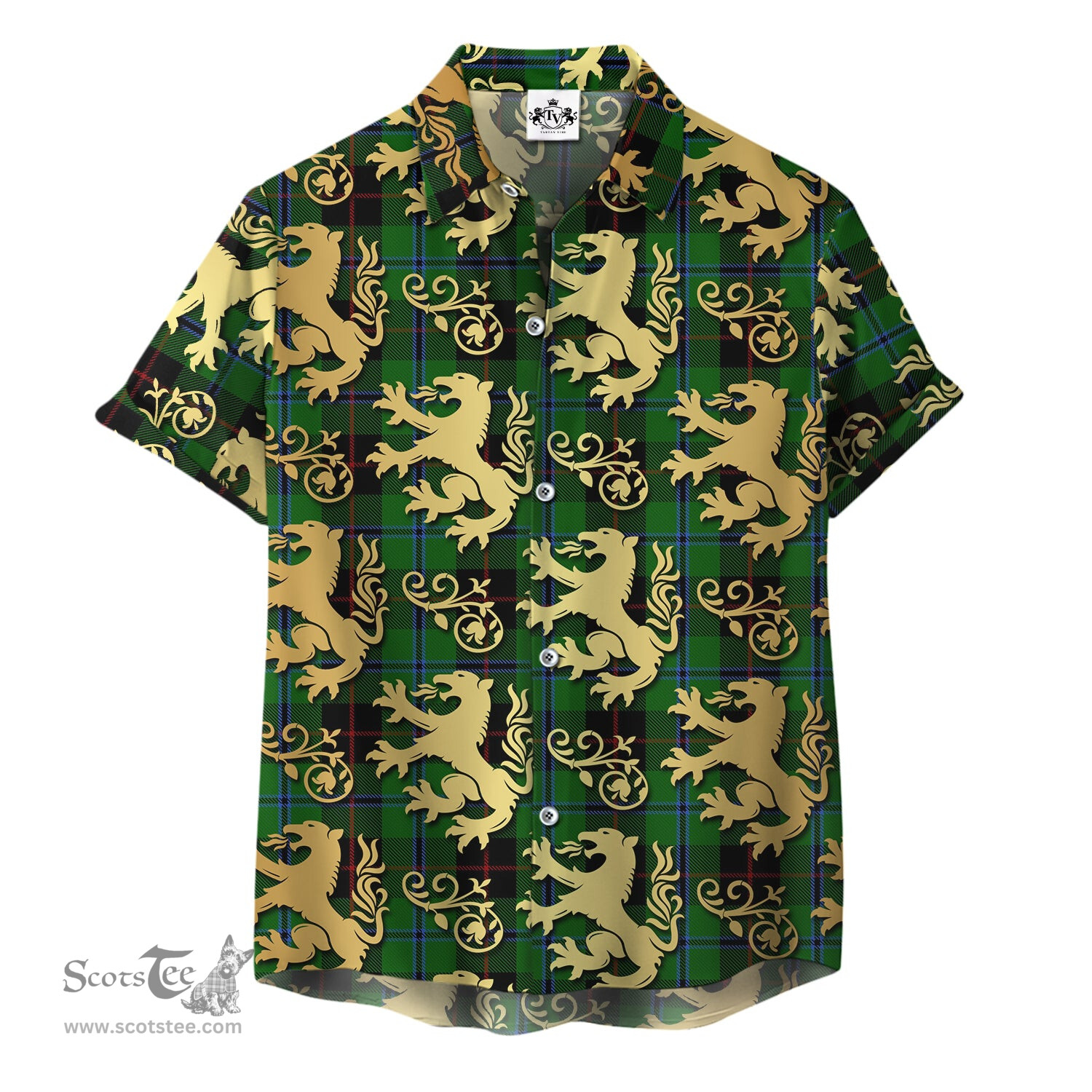 ScotsTee Shop Scottish Douglas Black Clan Tartan Lion Rampant Hawaiian Shirt