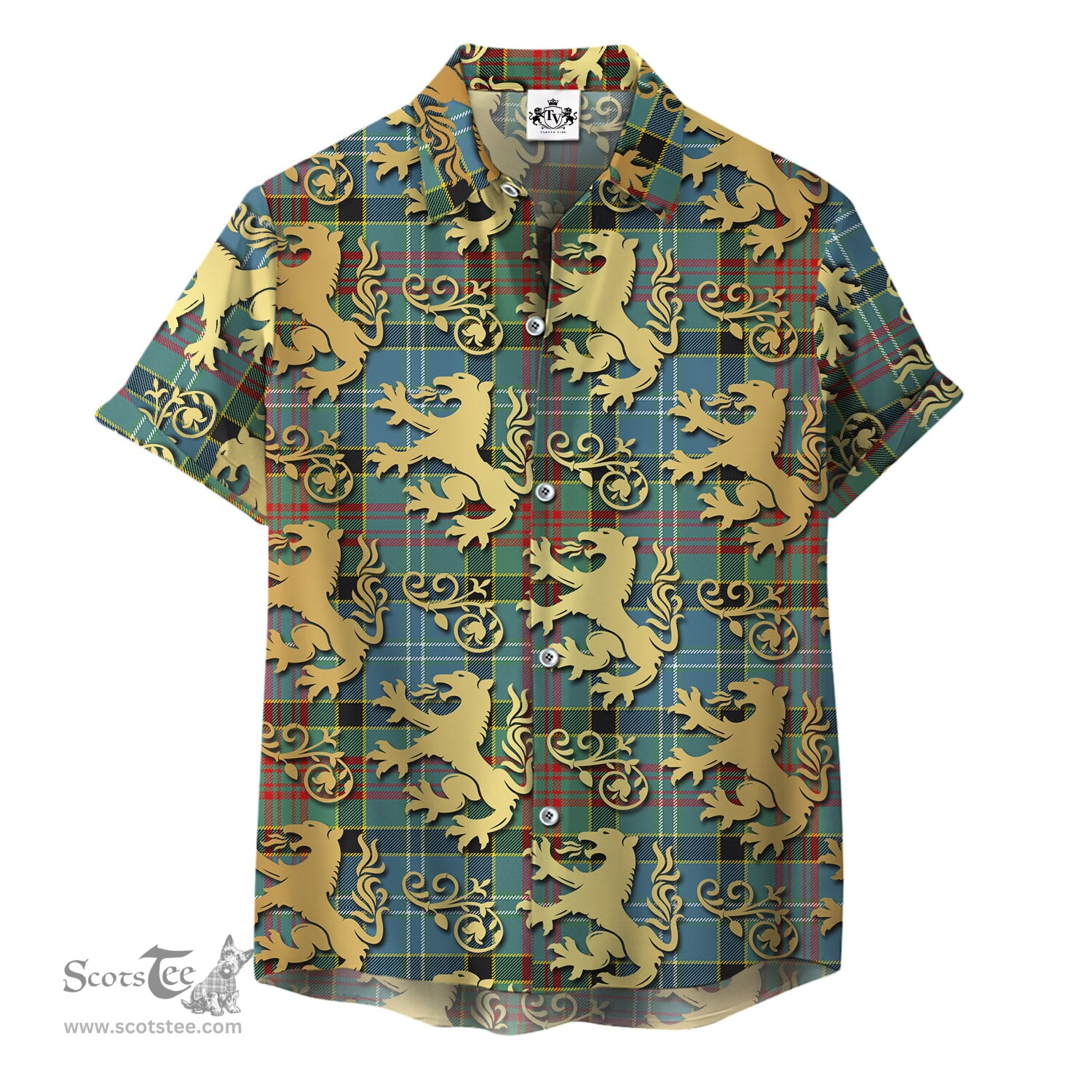 ScotsTee Shop Scottish Cathcart Clan Tartan Lion Rampant Hawaiian Shirt