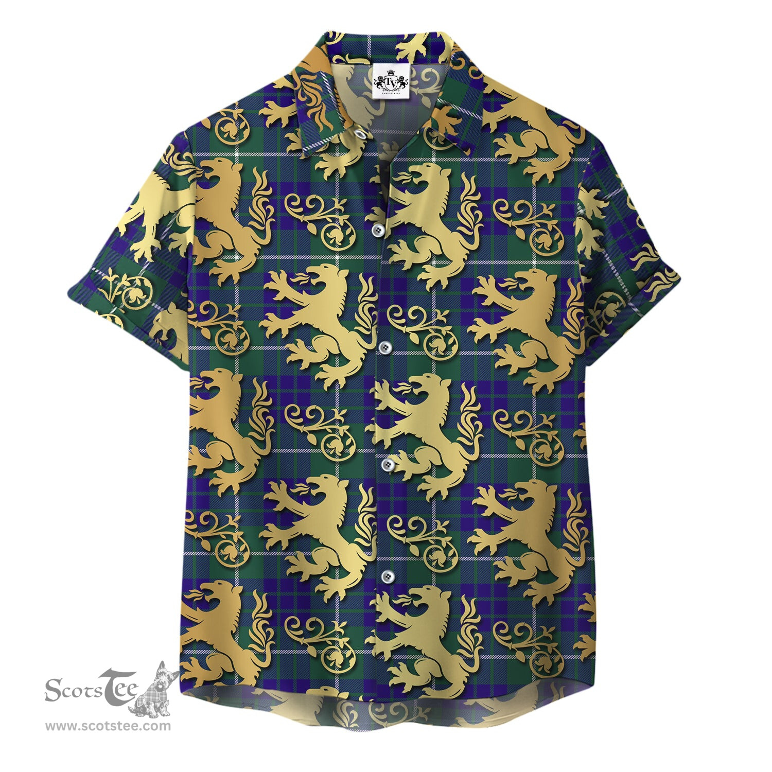 ScotsTee Shop Scottish Hamilton Hunting Modern Clan Tartan Lion Rampant Hawaiian Shirt