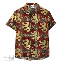 ScotsTee Shop Scottish Kinnoull Clan Tartan Lion Rampant Hawaiian Shirt