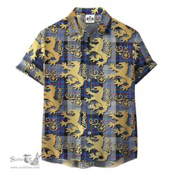 ScotsTee Shop Scottish Gillies Dress Blue Clan Tartan Lion Rampant Hawaiian Shirt