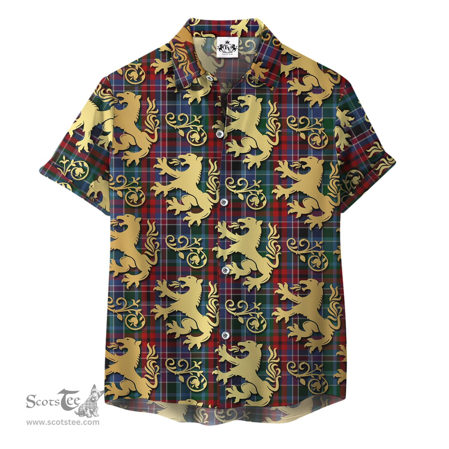 ScotsTee Shop Scottish Gordon Red 01 Clan Tartan Lion Rampant Hawaiian Shirt