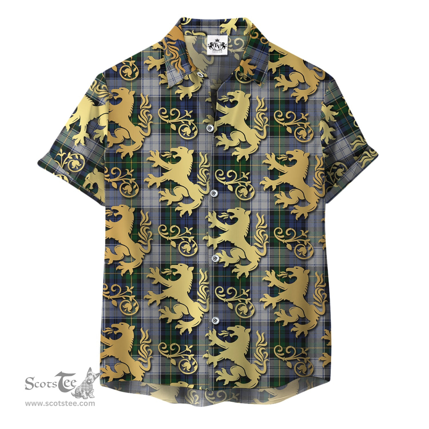 ScotsTee Shop Scottish Gordon Dress 01 Clan Tartan Lion Rampant Hawaiian Shirt
