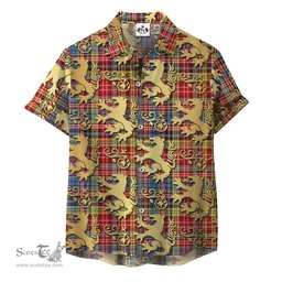 ScotsTee Shop Scottish Drummond of Strathallan Clan Tartan Lion Rampant Hawaiian Shirt