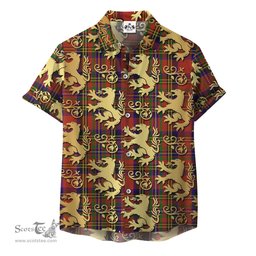ScotsTee Shop Scottish Hepburn Clan Tartan Lion Rampant Hawaiian Shirt